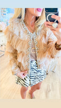 Tan Ruffle Beaded Jacket