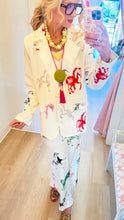 Cream Multi Horse Print Blazer