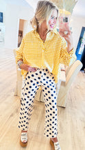 Linen and Navy Polka Dot Twill Pants