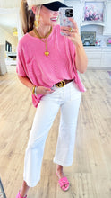 Hot Pink Corded Rib Oversized Top