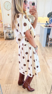 Brown and Ivory Polka Dot Skirt Set
