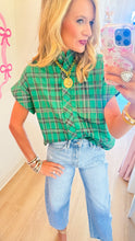Green Plaid Cap Sleeve Top