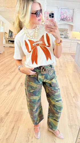Bone Bow Football Cropped Tee