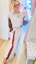 Charcoal Stripe Leopard Contrast Pant Set