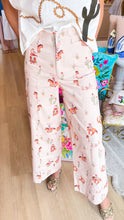 Powder Pink Mix Western Wide Leg Pants