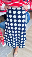 Navy Polka Dot Midi Skirt
