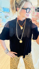 Black Velvet Crochet Patch Top