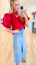 Denim Front Slit Midi Skirt