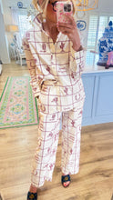 Red and Cream Western Print Wide Leg Pants