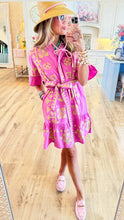 Uncle Frank Pink Cross Stitched Mini Dress