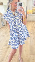Blue Printed Mini Dress