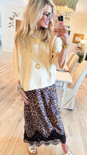 Leopard Lace Hem Maxi Skirt