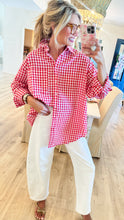 Ruby Gingham Button Down Top