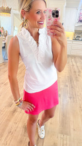 White Ruffle Detialed Workout Top