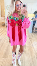 Queen of Sparkle Pink Oversized Wreath and Bow Sweater