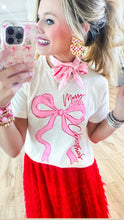 Ivory Pink and Red Bow Shirt