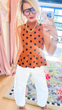 Camel Polka Dot Sleeveless Sweater Top