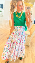 White Multi Garden Print Maxi Skirt