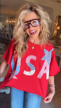 Red USA Patchwork Tee