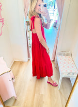 Red Applique Midi Dress
