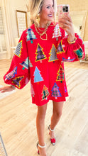 Queen of Sparkle Red Christmas Tree Sweatshirt Dress