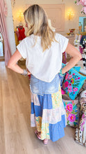 Deal of The Day Washed Denim Patchwork Maxi Skirt