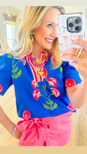 Blue Floral Print Top
