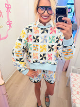 Blue Quilted Sweatshirt