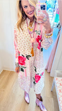 Ivory and Pink Patchwork Printed Maxi Duster