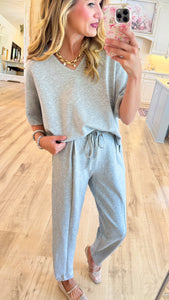 Heather Grey Brushed Fleece Jogger Set