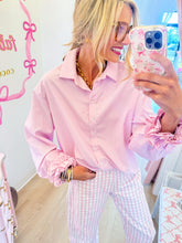 Pink Stripe Ruffle Detail Top