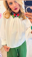 White Balloon Poplin Top