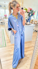 Dusty Blue Satin V-Neck Set