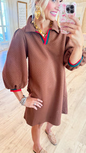 Brown 3/4 Sleeve Dress