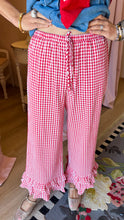 Red Gingham Layered Ruffle Hem Pants