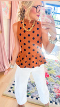 Camel Polka Dot Sleeveless Sweater Top