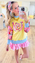 Kentucky Derby Yellow Color Block Floral Sweatshirt