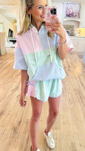 Pink Green and Blue Mix Stripe Short Set