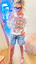 Washed Denim Heart Cargo Shorts