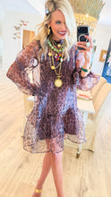 Leopard Sheer Ruffle Mini Dress