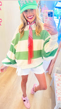 Deal of The Day Green and Cream Stripe Oversized Sweatshirt