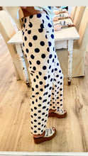 Linen and Navy Polka Dot Twill Pants