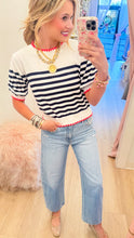 Navy Stripe and Red Contrast Sweater