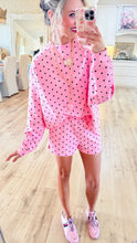 Pink and Black Polka Dot Pullover Short Set