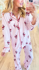 Pink Stripe Santa PJ Pant Set