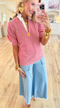 Red Striped Collard Blouse