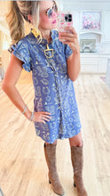 Indigo Western Print Mini Dress