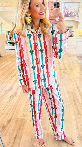 Pink, Red and Green Bow PJ Pant Set