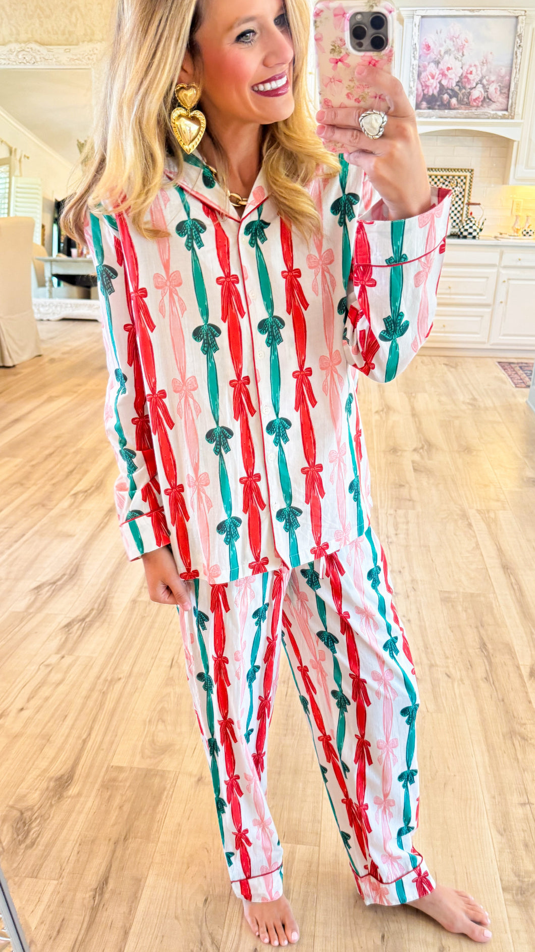 Pink, Red and Green Bow PJ Pant Set