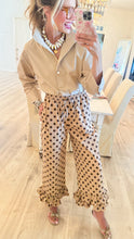Khaki Collared Pearl Detail Top